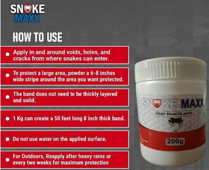 Snake Maxx Non-Toxic Biodegradable Pet-Friendly Snake Repellent Powder 200g (Pack of 2)