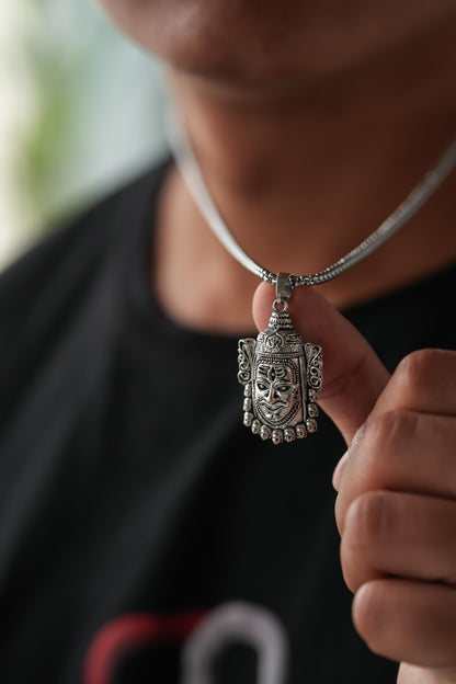 Silver Mahakal Pendant WIth Chain