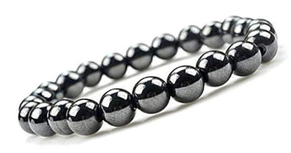 Natural Round Beads Magnetic Hematite Crystal Stone 8mm Bracelet (Pack of 2)