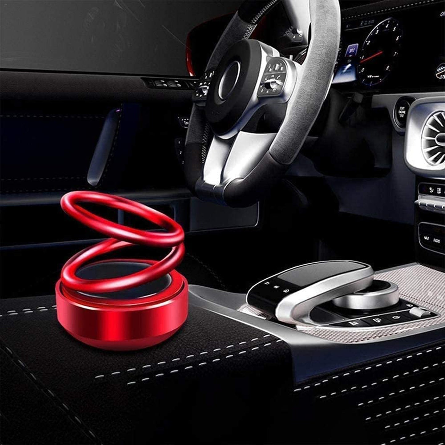 6319 Solar Power Car Aroma Diffuser 360double Ring Rotating Design Car Fragrance Diffuser Car Perfume Air Freshener For Dashboard Home Office