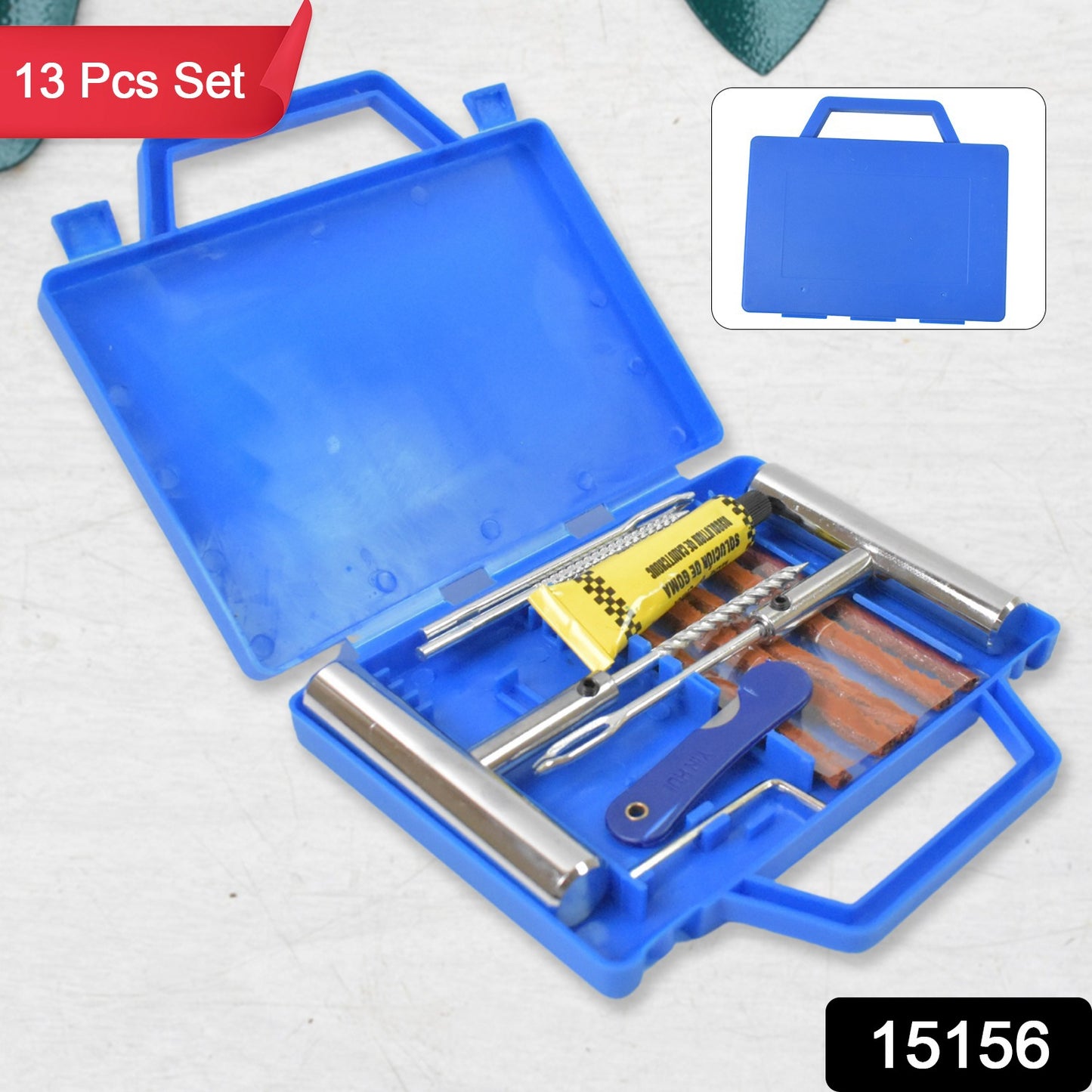 Portable Tire Repair Kit Tyre Repairing Tool Set With Box (13 Pcs Set)