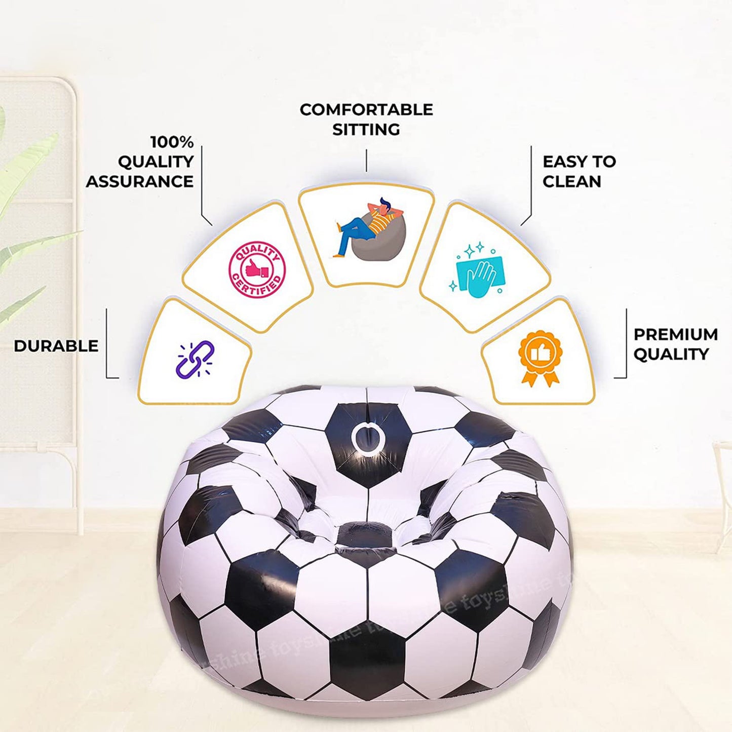 17732 Football Sofa Cartoon Style Inflatable Folding Chair Soccer Ball Chair Inflatable Sofa For Adults Kids Size 110cm X 80cm