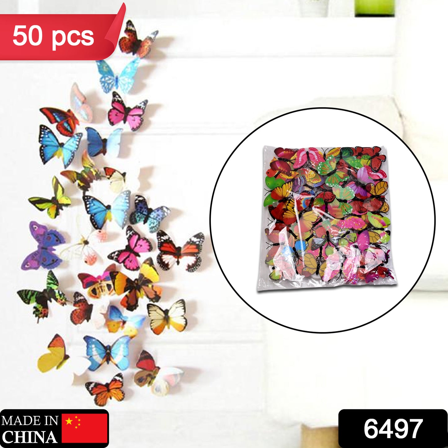 6497 Butterfly 3d Night Lamp Comes With 3d Illusion Design Suitable For Drawing Room Lobby. (Pack Of 50)