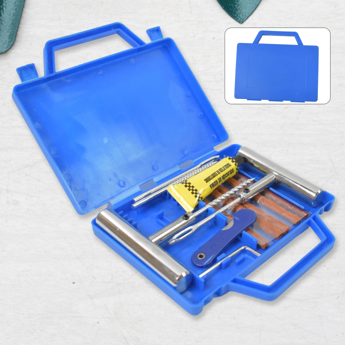 Portable Tire Repair Kit Tyre Repairing Tool Set With Box (13 Pcs Set)