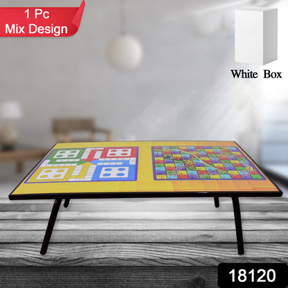 Foldable Multipurpose Mix Design Games Table Board  Bed Study Table (48  28 Cm  1 Pc)